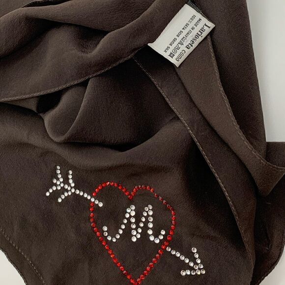 Vintage MOSCHINO Strass Logo Silk Scarf - Picture 10 of 10